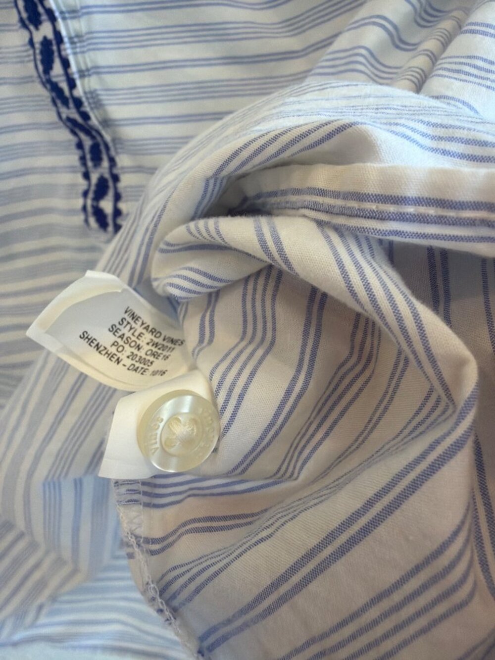 Vineyard Vines resort stripe embroidered top blue Medium Cotton - Picture 8 of 10